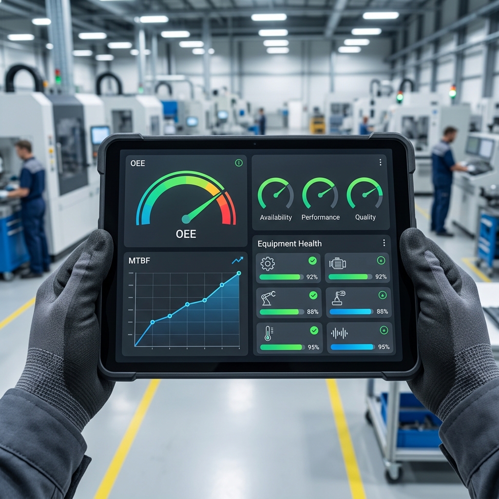 Digital Dashboard แสดง OEE และ TPM Metrics