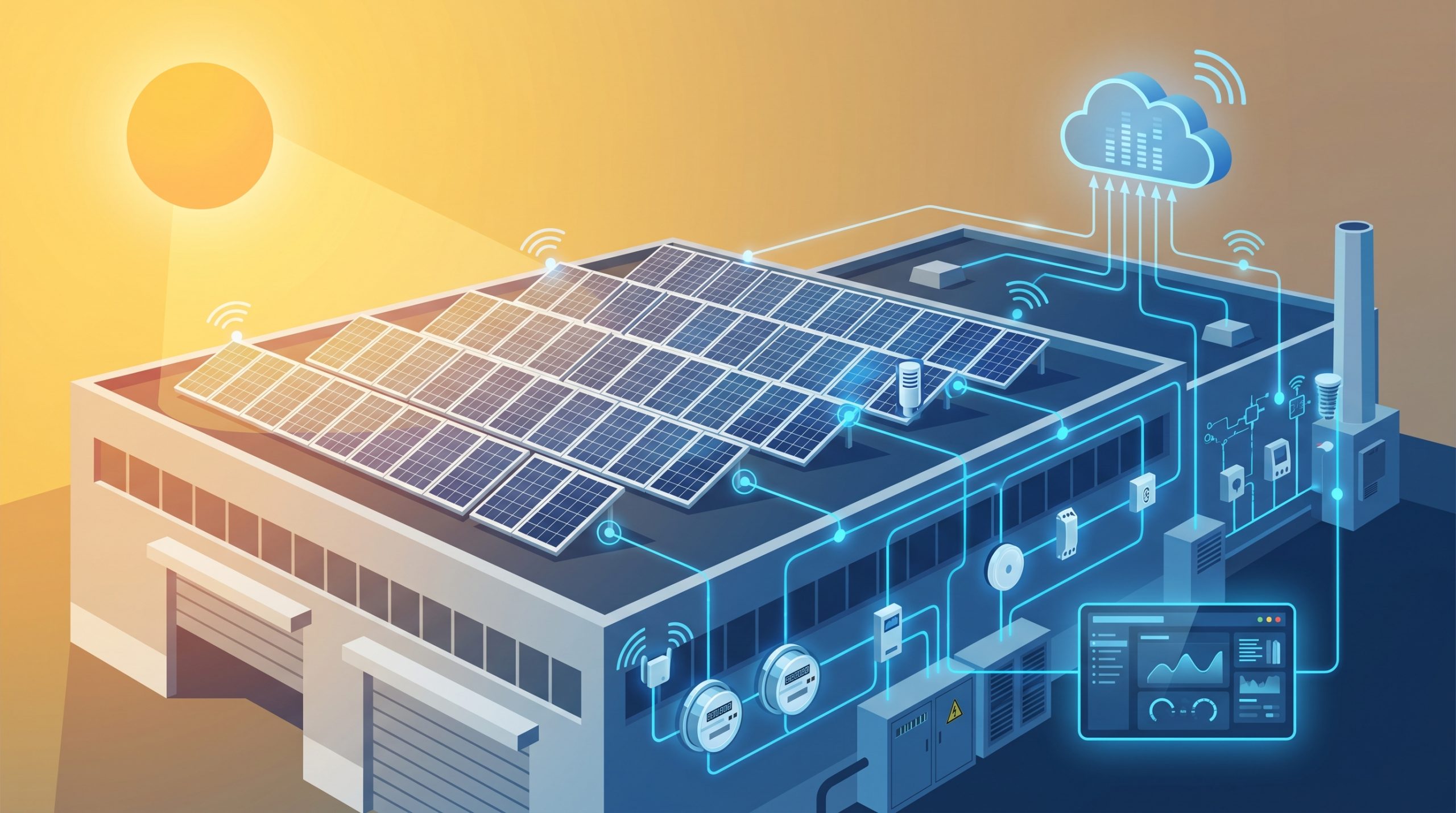 Solar IoT Monitoring on Factory Rooftop